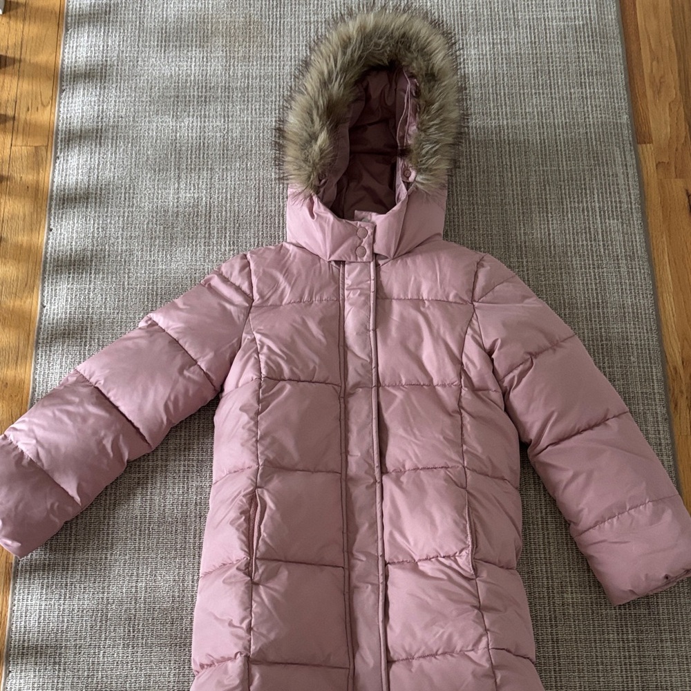 Kids Pink Hooded Puffer Coat
